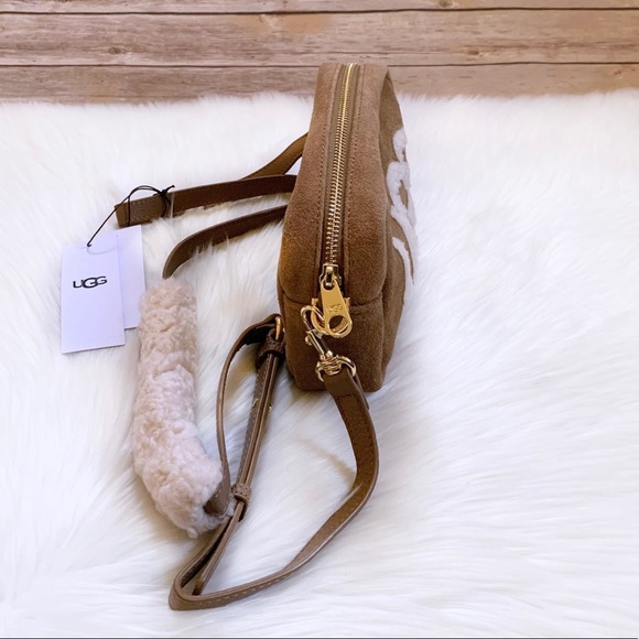 UGG Janey Chestnut Crossbody Sheepskin Logo Bag - Picture 3 of 8